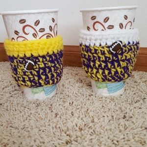 New - WOT VIKINGS football Hand crochet coffee cup koozi